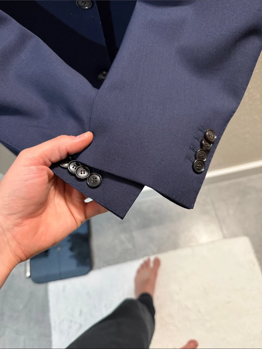 Suitsupply Traveller Suit: Navy Blue Two-Button Wool Suit Jacket